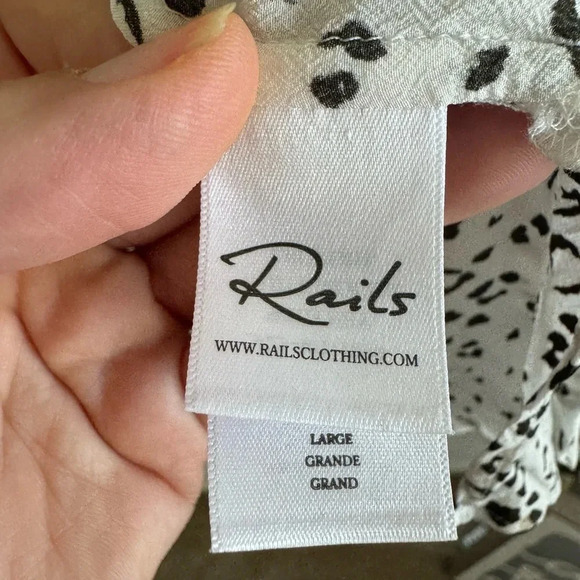 Rails Whitney white/brown leopard print short sleeve button down shirt top L - Picture 8 of 9